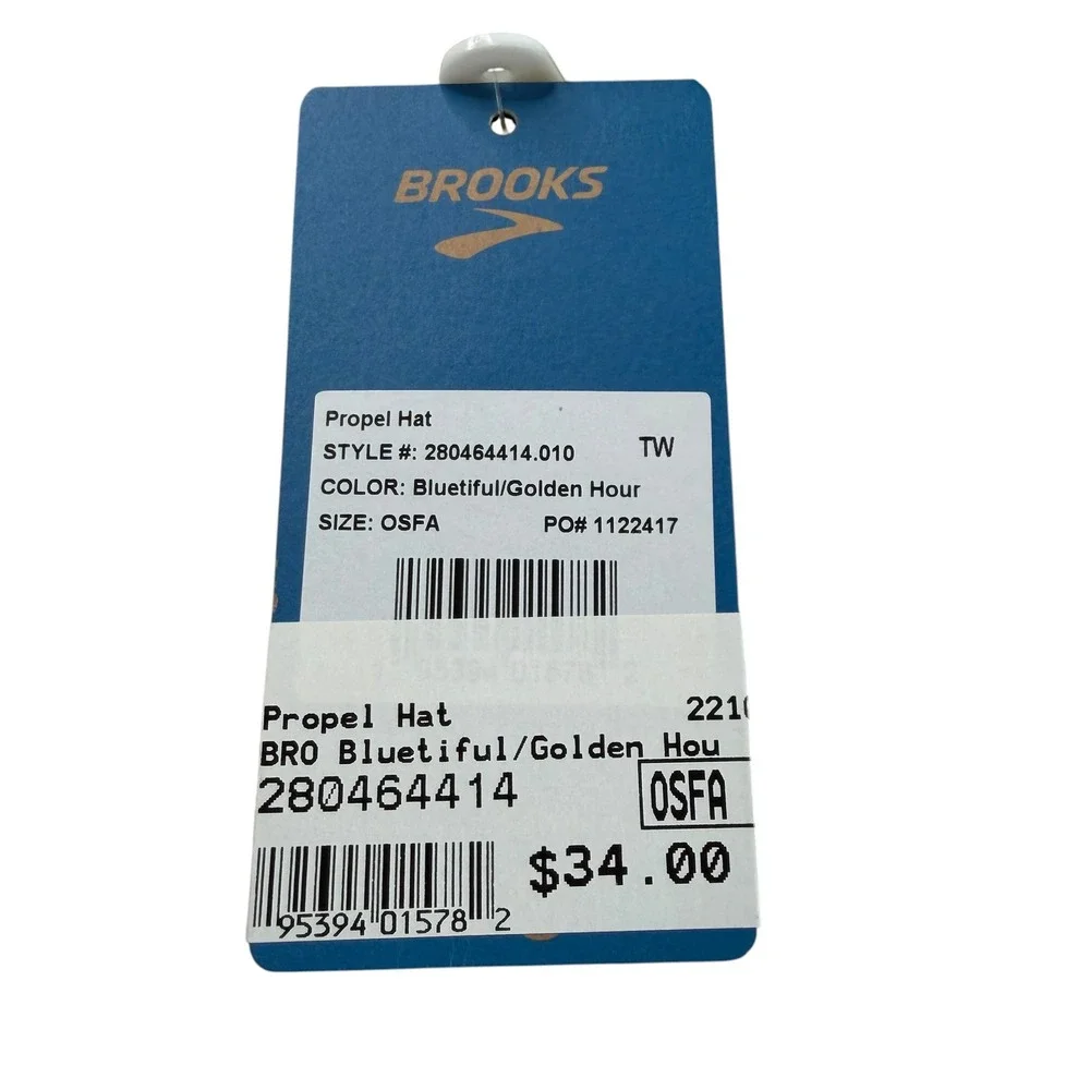 BROOKS Propel Hat Blue Yellow Adjustable Performance Running Women's OSFA NWT